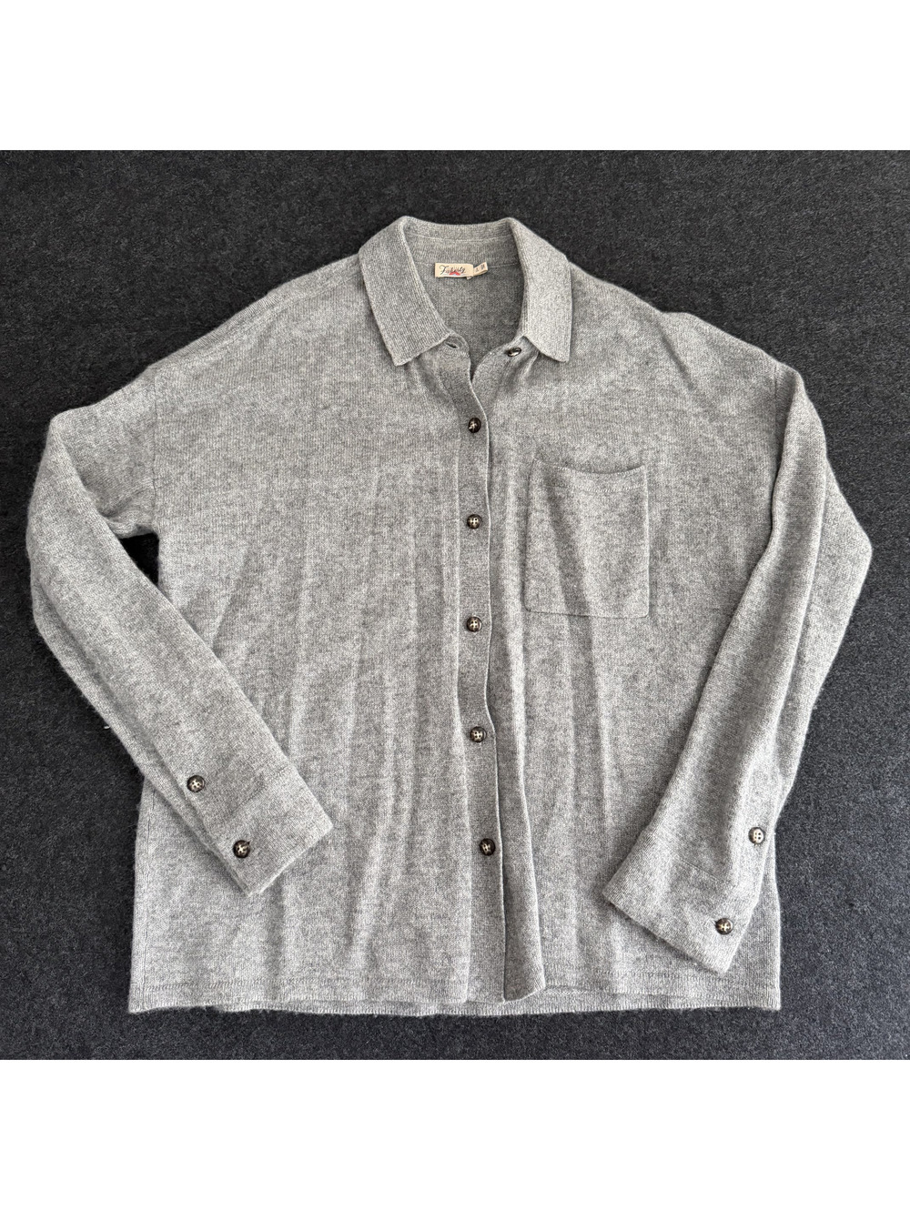 Faherty Brand 100% Cashmere Button-Down Shirt Sweater Gray Size S / Small